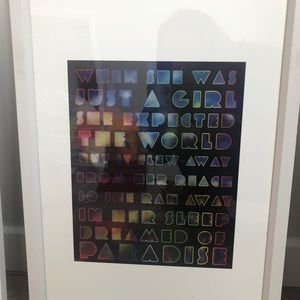 Coldplay lyrics framed wall art
